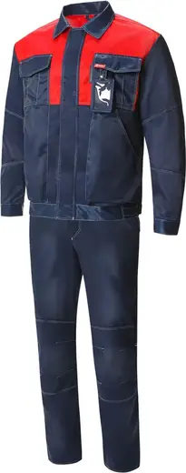 Союзспецодежда Mars костюм мужской летний (куртка + полукомбинезон 56-58) 182-188 темно-синий/красный