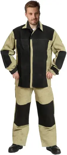 Факел-Спецодежда костюм сварщика комбинированный (куртка + брюки 56-58) 170-176 брезент, хлопок, кожевенный спилок
