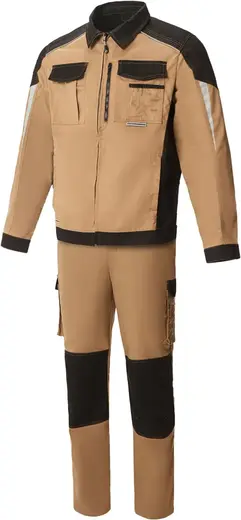 Союзспецодежда Status New 2 костюм (куртка + полукомбинезон 48-50) 182-188 бежевый/черный