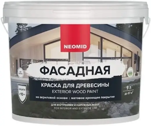 Неомид Exterior Wood Paint фасадная краска для древесины (9 л) бирюза