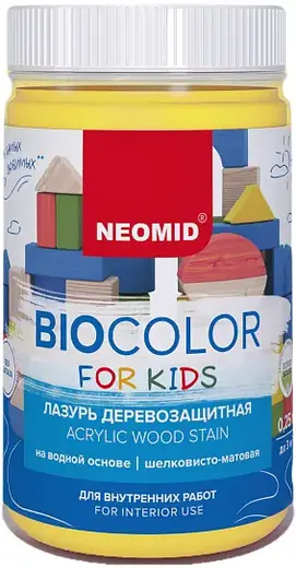 Неомид Bio Color for Kids лазурь деревозащитная на водной основе, шелковисто-матовая (250 мл ) желтая