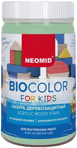Неомид Bio Color for Kids лазурь деревозащитная на водной основе, шелковисто-матовая (250 мл ) мятная