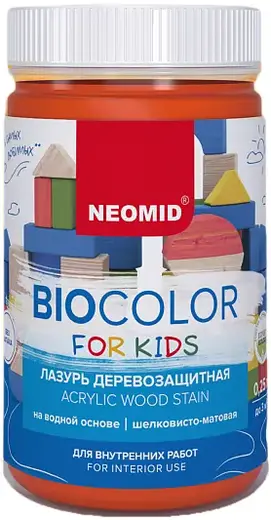 Неомид Bio Color for Kids лазурь деревозащитная на водной основе, шелковисто-матовая (250 мл ) оранжевая
