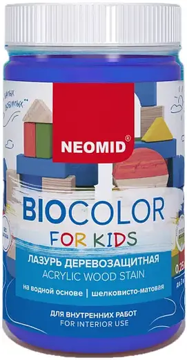 Неомид Bio Color for Kids лазурь деревозащитная на водной основе, шелковисто-матовая (250 мл ) синяя