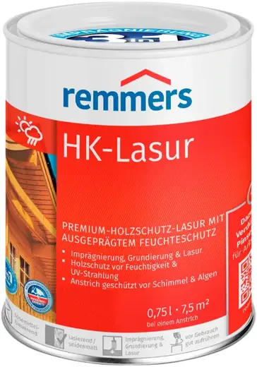 Remmers HK-Lasur Premium-Holzschutz-Lasur лазурь на растворителе с повышенной защитой 3 в 1 (750 мл) эбеновое дерево