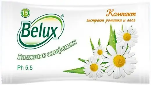 Belux Экстракт Ромашки и Алоэ салфетки влажные (15 салфеток в пачке)