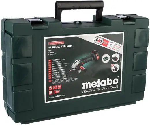 Metabo W 18 LTX 125 Quick шлифмашина угловая аккумуляторная 1 болгарка + 2 аккумулятора + 1 зарядное устройство