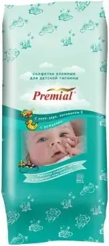 Premial Baby салфетки влажные для детской гигиены (80 салфеток в пачке)