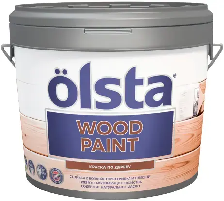 Olsta Wood Paint краска по дереву (2.7 л) бесцветная база C