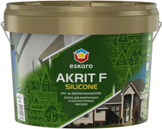 Eskaro Akrit F Silicone краска для минеральных и оштукатуренных фасадов (9 л) бесцветная
