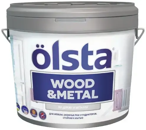 Olsta Wood & Metal краска по дереву и металлу (900 мл) бесцветная база C полуматовая