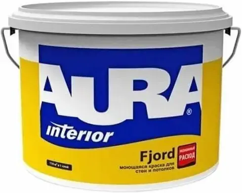 Аура Interior Fjord влагостойкая краска для стен и потолков (4.5 л) белая
