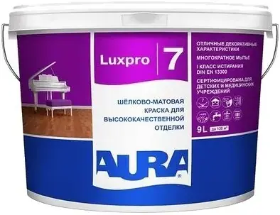 Аура Eskaro Aura Luxpro 7 шелково-матовая краска для высококачественной отделки (9 л) белая