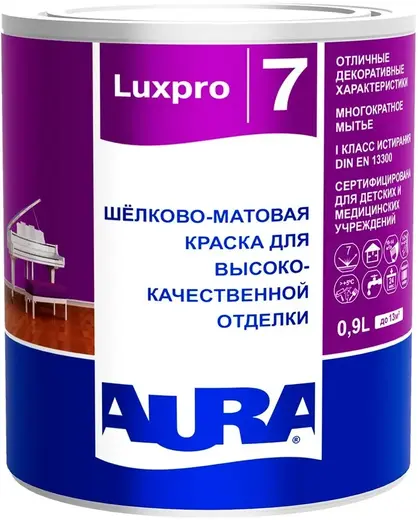 Аура Eskaro Aura Luxpro 7 шелково-матовая краска для высококачественной отделки (900 мл) белая