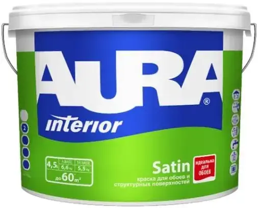 Аура Interior Satin краска для обоев и структурных покрытий (4.5 л) белая