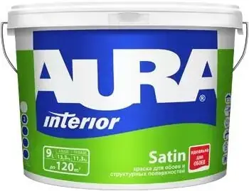 Аура Interior Satin краска для обоев и структурных покрытий (9 л) белая