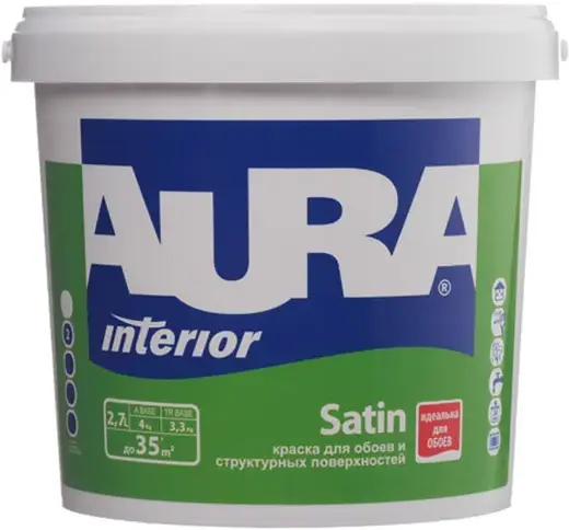 Аура Interior Satin краска для обоев и структурных покрытий (2.7 л) бесцветная