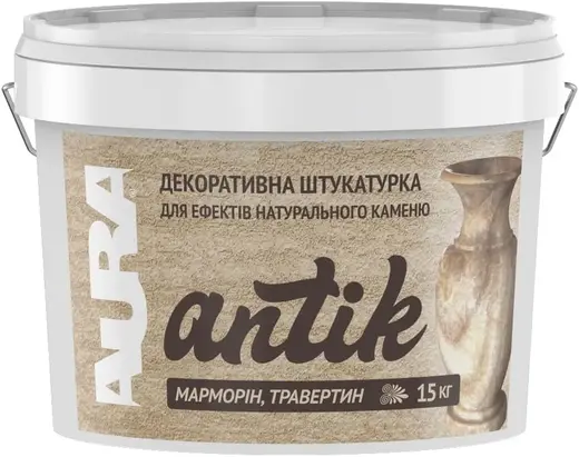 Aura Decor Antik декоративная штукатурка (16 кг) белая натуральный камень, мрамор 1-2 кг/1 кв.м Россия