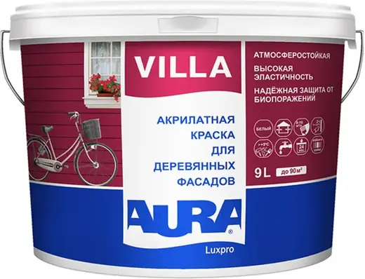 Аура Luxpro Villa краска для деревянных фасадов акрилатная (9 л) бесцветная