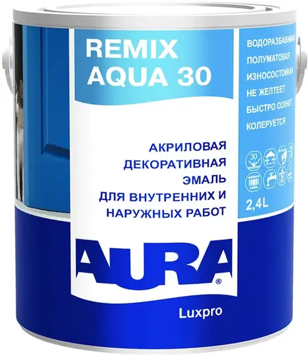 Аура Luxpro Remix Aqua 30 акриловая декоративная эмаль (2.4 л) белая