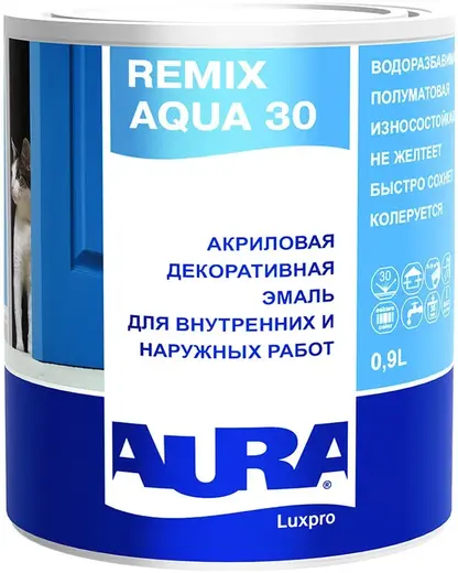 Аура Luxpro Remix Aqua 30 акриловая декоративная эмаль (900 мл) бесцветная