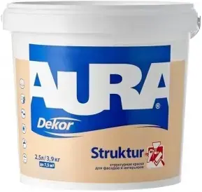 Аура Dekor Struktur краска для фасадов и интерьеров структурная (2.5 л) белая