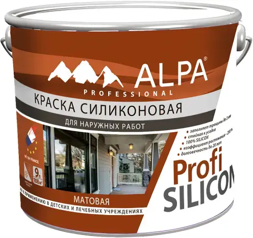 Alpa Profi Silicon краска силиконовая для наружных работ (9 л) белая