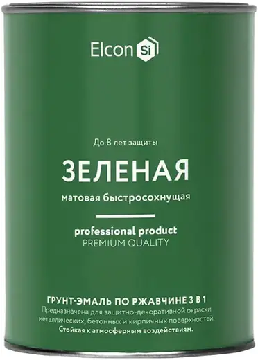 Elcon грунт-эмаль по ржавчине 3 в 1 (800 г) зеленая