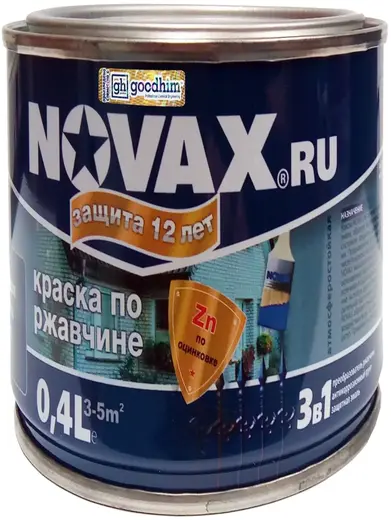 Goodhim Novax грунт-эмаль по ржавчине 3 в 1 с молотковым эффектом (400 г) золотая