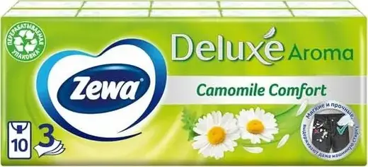 Zewa Deluxe Aroma Camomile Comfort платочки бумажные (10 пачек * 10 платочков в пачке)