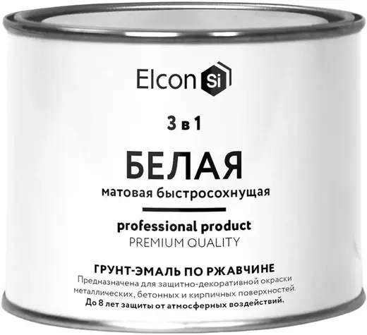 Elcon грунт-эмаль по ржавчине 3 в 1 (400 г) белая RAL 9003