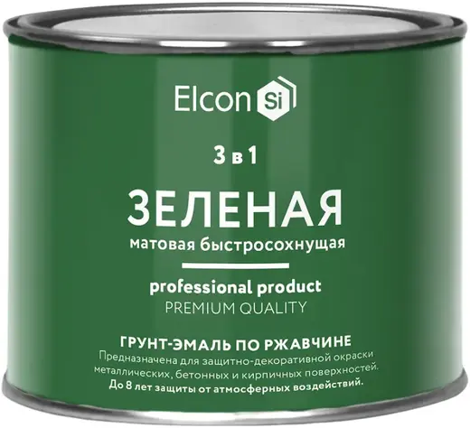 Elcon грунт-эмаль по ржавчине 3 в 1 (400 г) зеленая