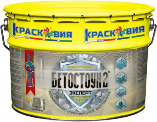 Краско Бетостоун 2 Эксперт Алмаз УФ полиуретановое сверхпрочное покрытие (10 кг) серое