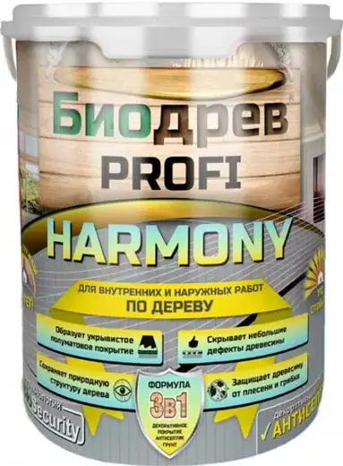 Краско Биодрев Profi Harmony декоративное покрытие антисептик грунт 3 в 1 (2.5 кг)