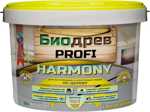 Краско Биодрев Profi Harmony декоративное покрытие антисептик грунт 3 в 1 (10 кг)