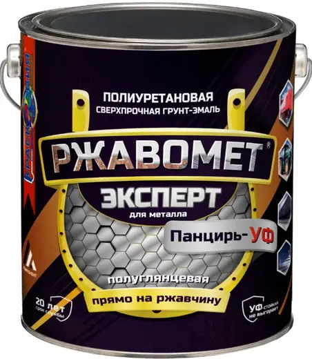 Краско Ржавомет Эксперт Панцирь-УФ полиуретановая сверхпрочная грунт-эмаль для металлов (3 кг) белая