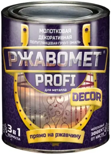 Краско Ржавомет Profi Decor молотковая декоративная грунт-эмаль для металла 3 в 1 (800 г) бронза