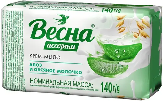 Весна Ассорти Алоэ и Овсяное Молочко мыло туалетное (140 г)