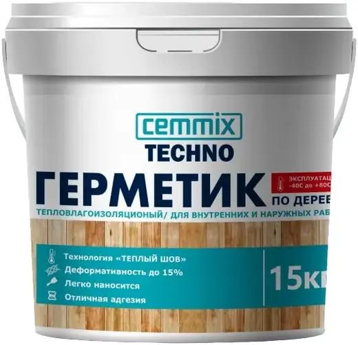 Cemmix Techno Теплый Шов герметик акриловый для дерева (15 кг) дуб