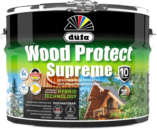 Dufa Wood Protect Supreme пропитка декоративная для защиты древесины (9 л) бесцветная