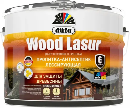 Dufa Wood Lazur пропитка-антисептик лессирующая для защиты древесины (2.5 л) махагон