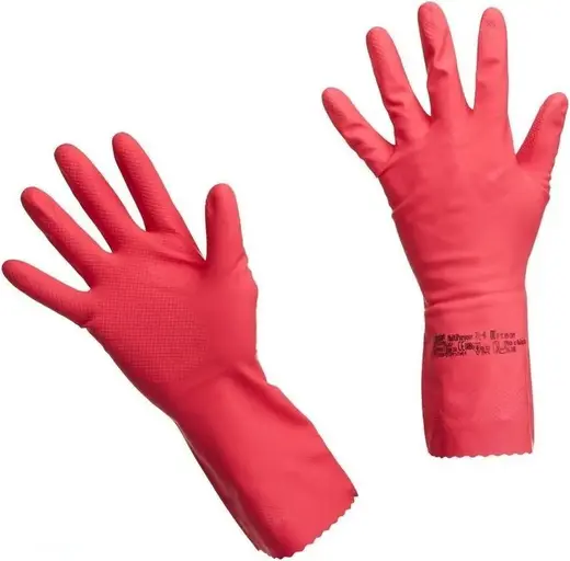 Vileda Professional Multi Purpose перчатки резиновые латексные хлопковое напыление (L) красные