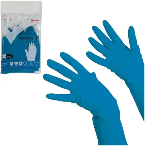 Vileda Professional Multi Purpose перчатки резиновые латексные хлопковое напыление (L) синие