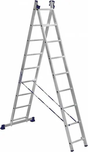 Алюмет H2 лестница алюминиевая двухсекционная универсальная (4.22 м /2 * 9 ст)
