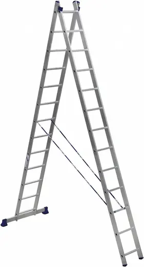 Алюмет H2 лестница алюминиевая двухсекционная универсальная (6.18 м /2 * 13 ст)