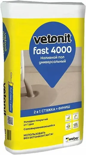 Ветонит Fast 4000 универсальный наливной пол (20 кг)