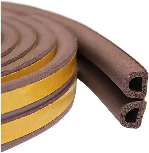 Sila Home уплотнитель самоклеящийся для оконных рам и дверных блоков (9*12 м/5.5 мм) Р-профиль коричневый