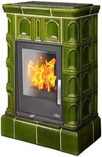 ABX Britania KI печь-камин с кафельным цоколем, с т/обменником (7000 Вт) зеленая