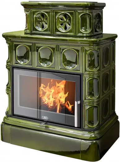 ABX Karelie Exclusive печь-камин с кафельным цоколем (10000 Вт) зеленая
